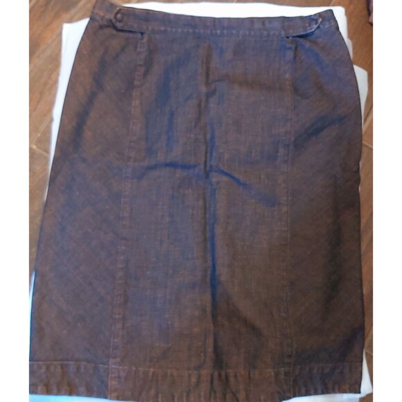Peruvian Connection Copper Brown Pencil Skirt Denim size 12 Career Classic - Picture 1 of 5